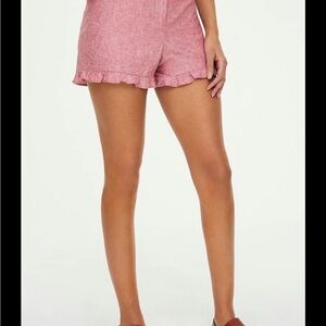 LOFT High Waist Pink Ruffle Shorts